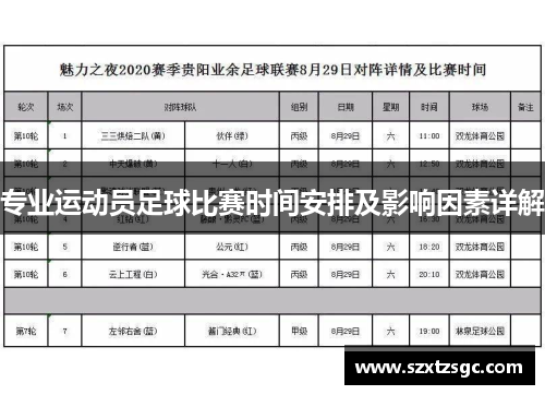 专业运动员足球比赛时间安排及影响因素详解